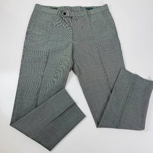 The Suit Company Mens Dress Pants Gray Houndstooth Pockets Tasmania Wool 34x29